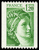 Image du timbre Sabine 1 F 20 vert pour roulette