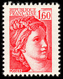 Image du timbre Sabine République Française 1F60 rouge