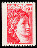Image du timbre Sabine République Française 1F60 rouge pour roulette