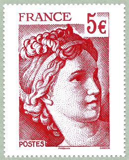 Image du timbre 40 ans de la Sabine de Gandon- Sabine 5 euros rouge