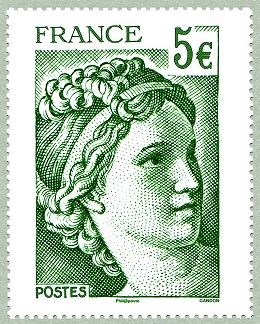 Image du timbre 40 ans de la Sabine de Gandon- Sabine 5 euros vert
