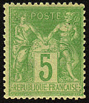 Image du timbre Groupe «Paix et Commerce»Type Sage 5c vert-jaune