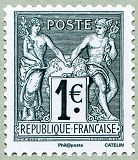 Image du timbre Le type Sage 1876 à 1 euro type I  B/N