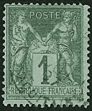 Image du timbre Groupe «Paix et Commerce»Type Sage 1c vert-émeraude 