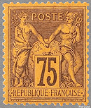 Image du timbre Groupe «Paix et Commerce»Type Sage 75c violet sur orange