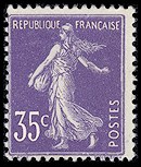 Image du timbre Semeuse 35c violet clair fond plein sans sol, inscriptions maigres