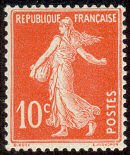 Image du timbre Semeuse camée 10c rouge orangé 