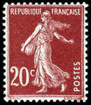 Image du timbre Semeuse 20c brun-rouge fond plein sans sol, inscriptions maigres