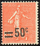 Image du timbre Semeuse lignée surchargée 50c sur 85c