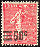 Image du timbre Semeuse lignée 50 c sur 65 c rose