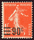 Image du timbre Semeuse 90 c sur 1 F 05 vermillon