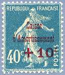 Image du timbre Semeuse camée bleu 40c surcharge rouge 10c 