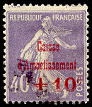 Image du timbre Semeuse camée violet-gris 40csurcharge rouge 10c