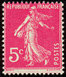 Image du timbre Semeuse fond plein  sans sol  inscriptions grasses-5c rose