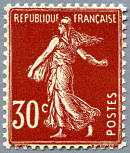 Image du timbre Semeuse 30c rouge fond plein sans sol