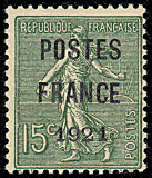 Image du timbre Semeuse lignée 15 c vert-olive   préoblitéré