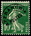 Image du timbre Semeuse 10c vert fond plein sans sol préoblitéré