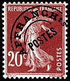 Image du timbre Semeuse  camée 20 c lilas-rose  fond plein sans sol préoblitéré