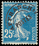 Image du timbre Semeuse  camée 25c bleu fond plein sans sol préoblitéré
