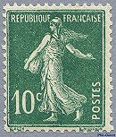 Image du timbre Semeuse 10c vert fond plein sans sol, inscriptions grasses