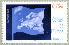 Image du timbre Drapeau avec carte de l'Europe