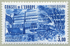 Image du timbre Le bâtiment du Conseil à Strasbourg - 3 F