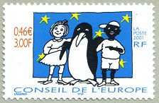 Image du timbre Œuvre de Tomi Ungerer - 3F-«Je suis noir, je suis blanc, je suis noir et blanc»
