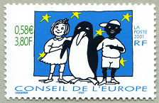 Image du timbre Œuvre de Tomi Ungerer - 3,80F-«Je suis noir, je suis blanc, je suis noir et blanc»