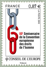 Image du timbre 60ème anniversaire de la Convention Européenne des droits de l'homme