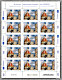 Feuille de 15 timbres des 50 ans du patrimoine mondial de l'UNESCO