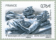 Image du timbre Basilique cathédrale de Saint-Denis -Gisants de Robert II le Pieux et son épouse Constance d'Arles