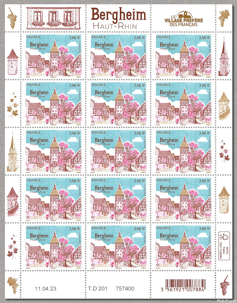 Image du timbre Bergheim Haut-Rhin - Lez village 2022 préféré des français