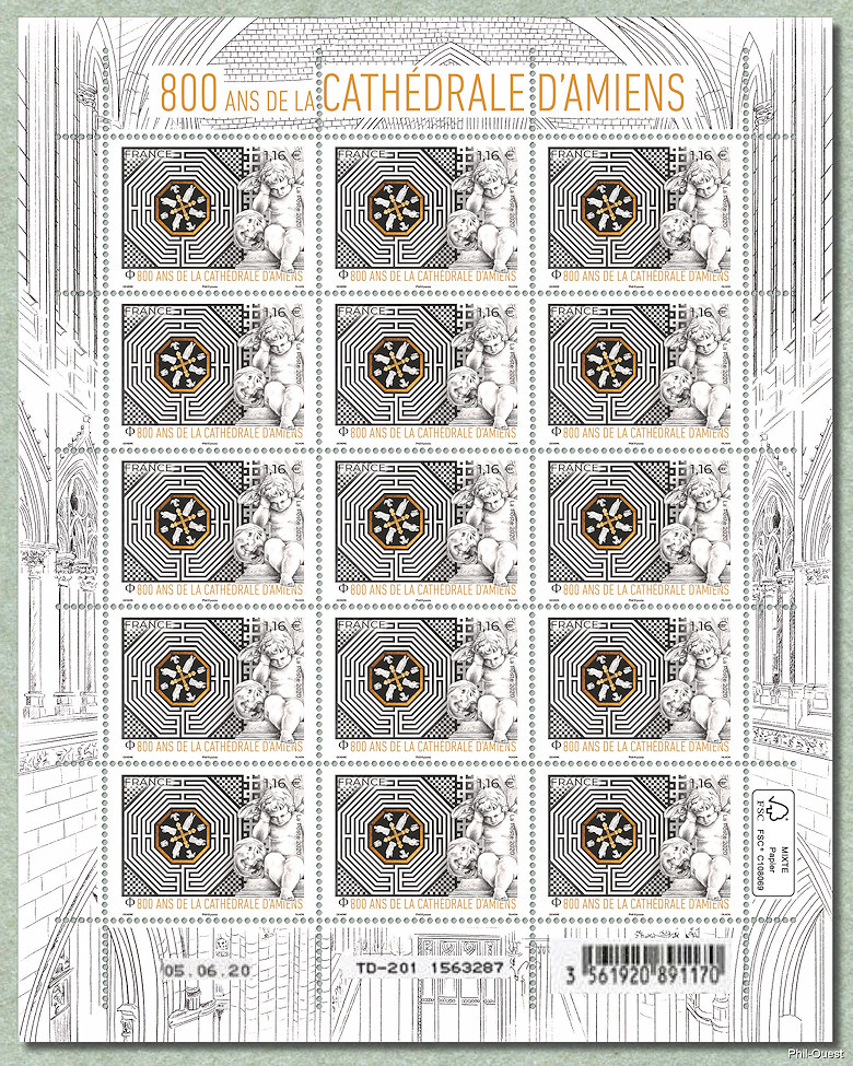 Image du timbre 800 ans de la Cathédrale d'Amiens