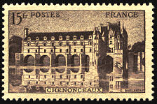 Image du timbre Le château de Chenonceaux 15 F brun-lilasMention «Postes France»