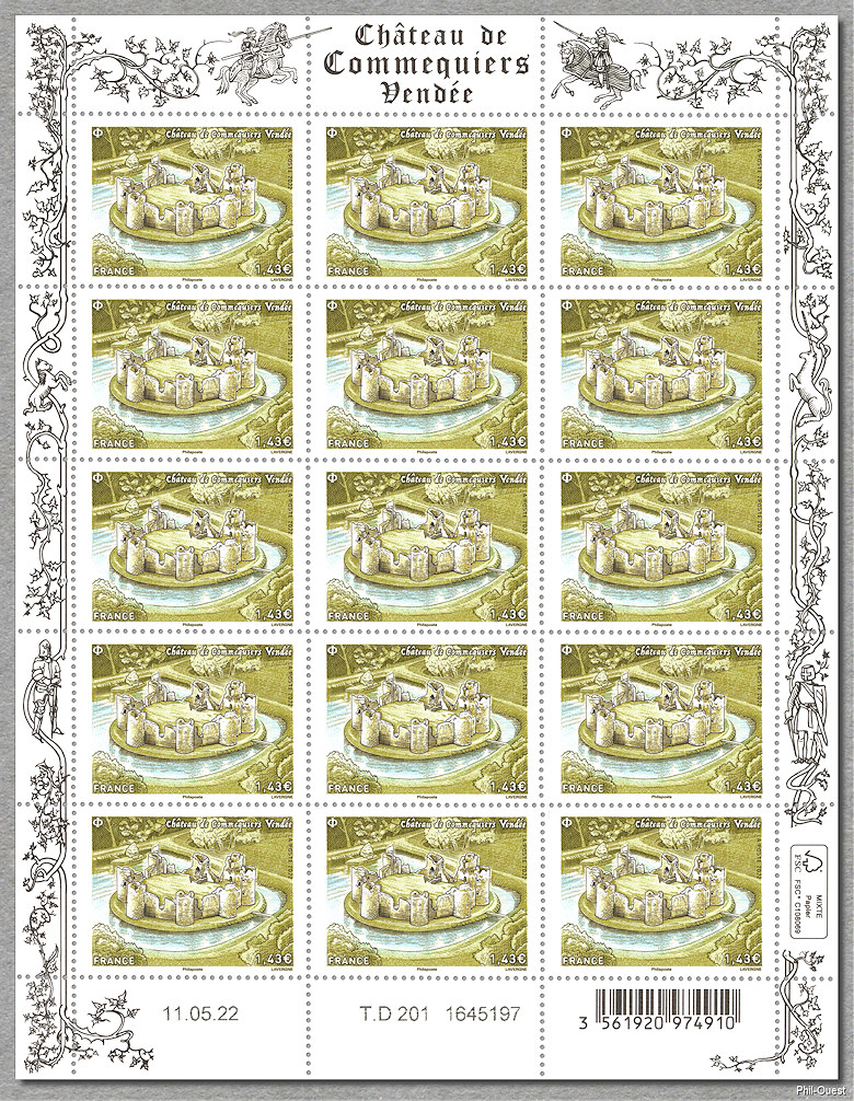 Image du timbre Feuille de 15 timbres du château de Commequiers - Vendée
