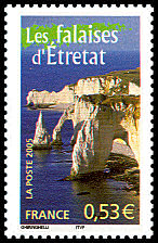 Image du timbre Les falaises d'Etretat