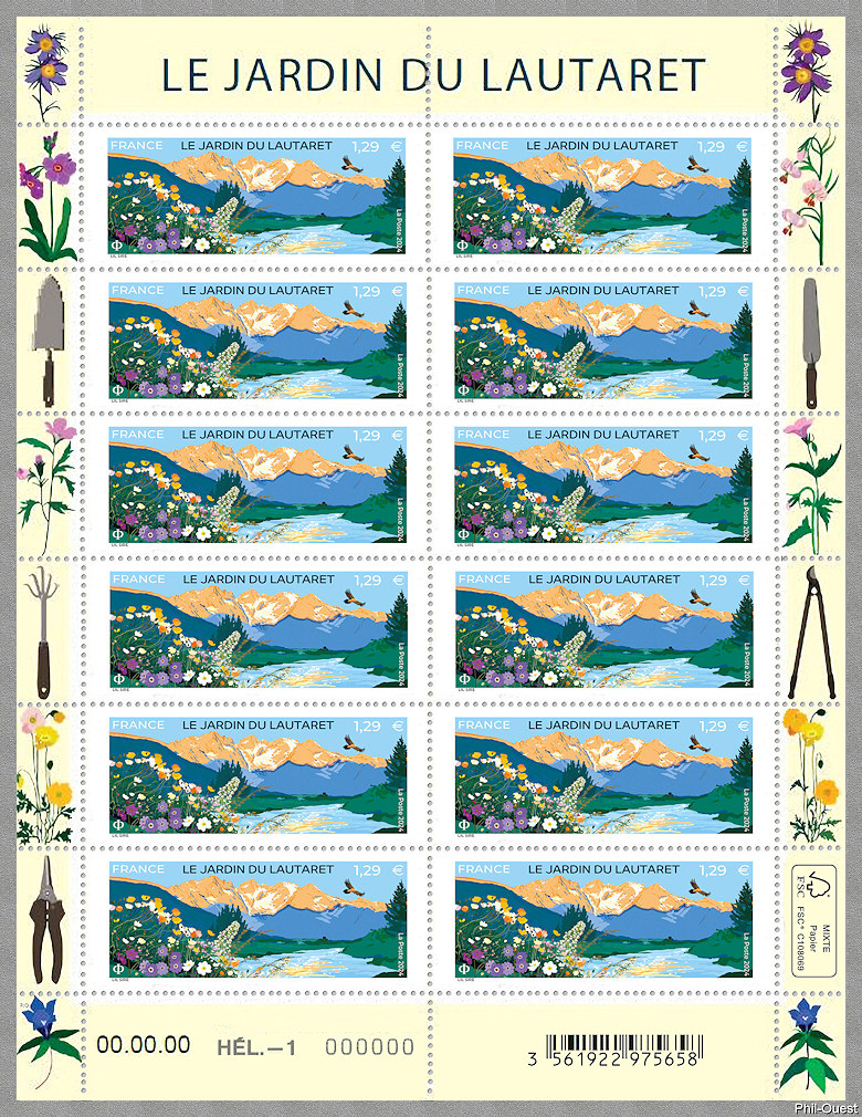 Le jardin du Lautaret - feuillet de  12 timbres