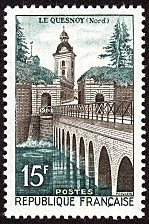 Image du timbre Le Quesnoy (Nord)15 F sépia et vert-bleu