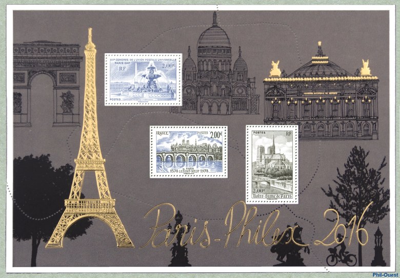 Image du timbre Le bloc gaufré et doré du salon Paris-Philex 2016