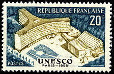 Image du timbre Inauguration du Palais de  l'UNESCO à ParisBleu et bistre 20 F 