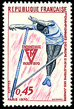 Image du timbre 1ers Championnats d'Europe d'athlétisme des juniors Paris 1970-Cinquantenaire FFA 1920-1970