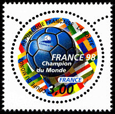 Image du timbre Coupe du Monde de Football 1998mention France champion du Monde
