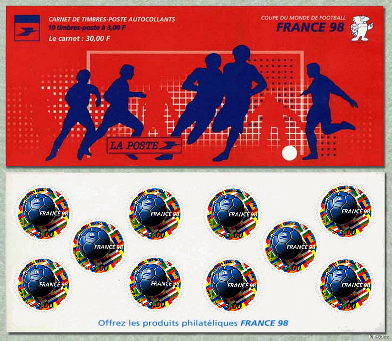 Image du timbre Carnet de 10 timbres autoadhésifs Coupe du Monde de Football 1998