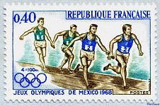 Image du timbre Jeux Olympiques de Mexico 1968-4x100 m