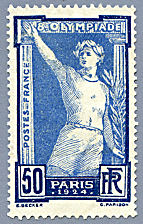 Image du timbre Athlète prêtant serment bleu et outremer 50c