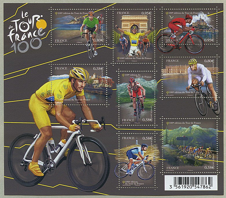 Image du timbre Bloc-feuillet du centième Tour de France