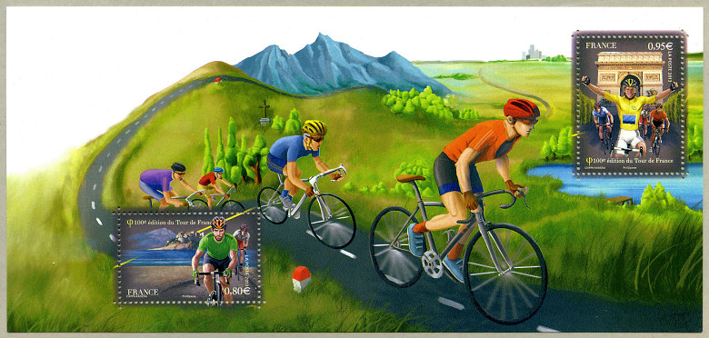 Image du timbre Souvenir philatélique du centième Tour de France