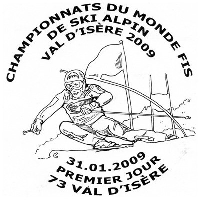 série 3 cartes Champion du monde de ski alpin CM CEF - Val d'Isère 31/1/09 