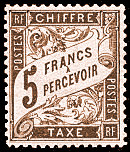 Image du timbre Chiffre-taxe type banderole 5F brun