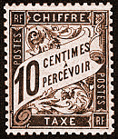 Image du timbre Chiffre-taxe type banderole 10c brun